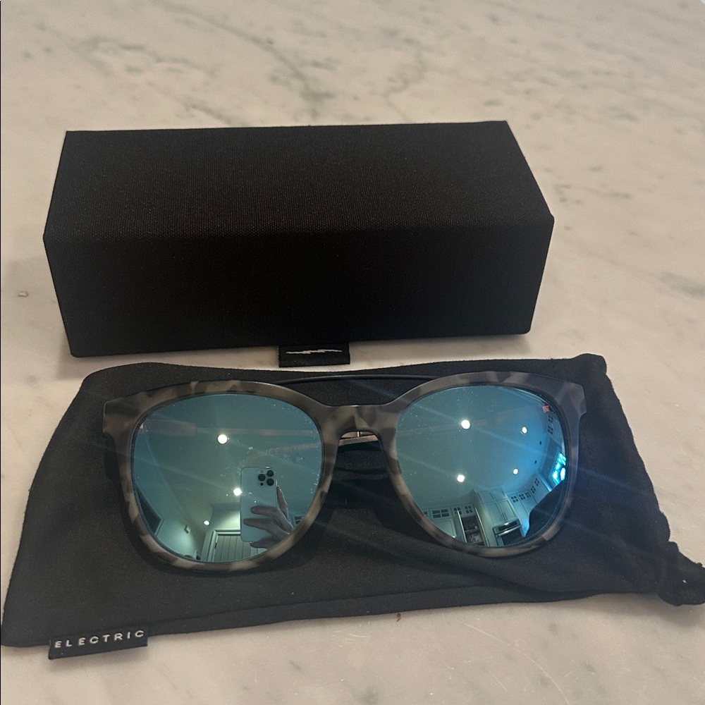 Electric Blue Sunglasses with Case